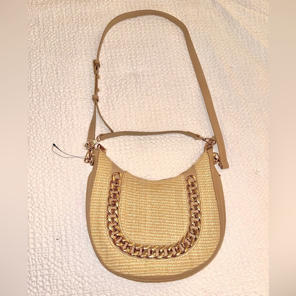 NWOT I.N.C. Kolleene Chain Small Straw Crossbody Hobo Bag - Picture 3 of 8